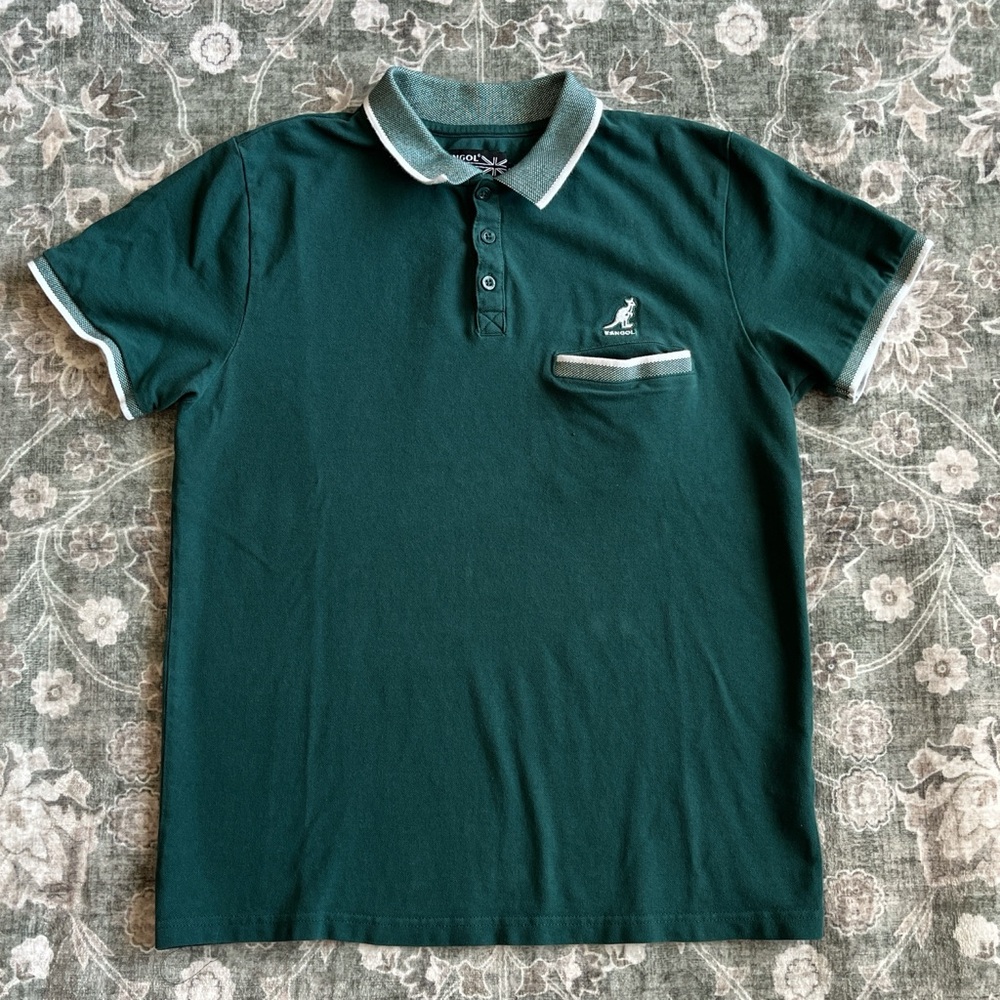 2000’s Kangol Teal Polo Shirt with White Accents